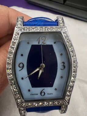 Croton Silver and Blue Crystal Accent Women's Watch
